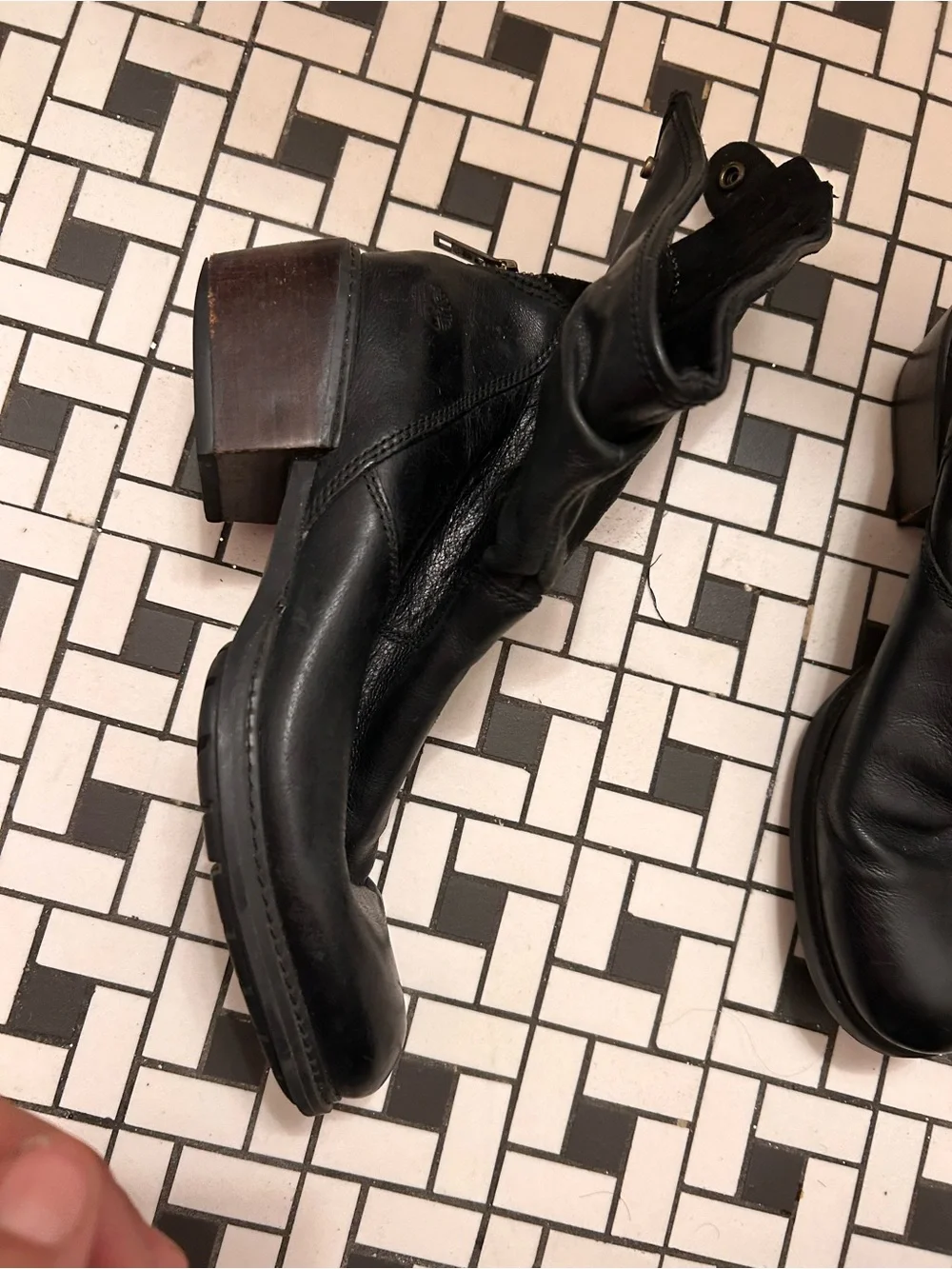 Timberland Black Leather Fold-Over Women's Boots